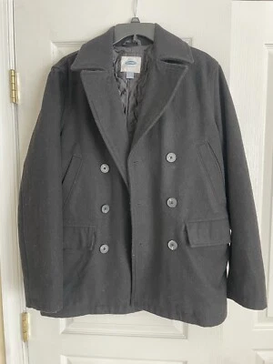 Old Navy Pea Coat Men’s Small . Black Wool Blend Shell Double Breasted - Image 1 of 4