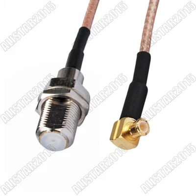 F Female Jack to MCX Male Plug Right Angle RF Pigtail Jumper RF RG316 Coax Cable - Image 1 of 4