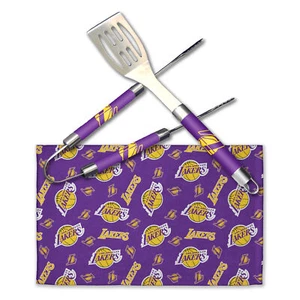 Northwest NBA Los Angeles Lakers Scatter Print 3 Piece BBQ Grill Set - Picture 1 of 2