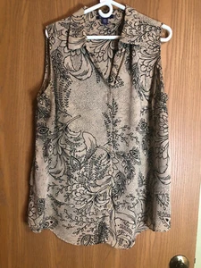 Womans Shirt Size 20 Beige and Black Blouse with bottom tier - Bild 1 von 6