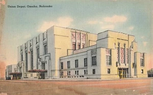 Omaha Nebraska, terminal de estación de ferrocarril Union Depot, postal vintage - Imagen 1 de 2