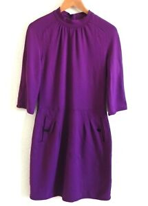 Z Spoke by Zac Posen Sheath Dress Purple Back Button 3/4 Sleeve Drop Waist S