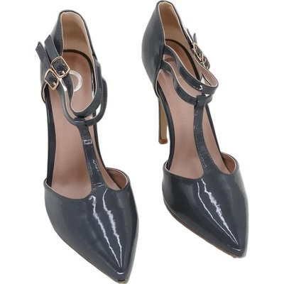 Zapatos de salón Journee Collection Tru con correa en T punta gris tacón de aguja EE. UU. 8 Foto 1 de 4