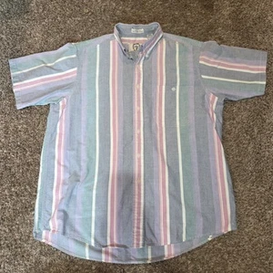 Sears Roebuck & Co Pastel Striped Button Up Pocket Short Sleeve Shirt Sz Large - Picture 1 of 4