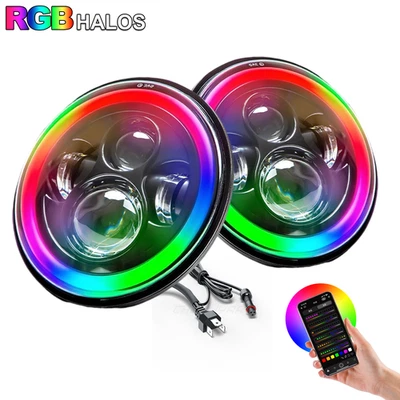 2 x 7'' Round LED Headlights for 1999 2000 2001 2002 Freightliner MT45 Stepvan - Image 1 of 4