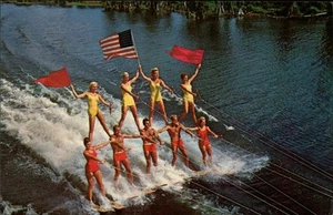 Cypress Gardens,FL Pyramid Water Skiing,American Flag Polk County Florida - Picture 1 of 2