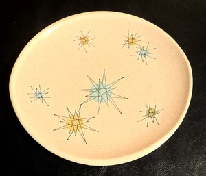 Plato de ensalada vintage moderno franciscano atómico Starburst 8" MCM USADO EN EXCELENTE ESTADO - Imagen 1 de 3