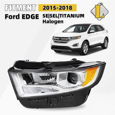 For 2015-2018 Ford Edge Halogen Chrome Headlight w/Bulbs Left Driver Side Foto 1 de 4