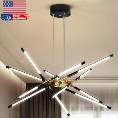 Modern Chandelier,Black and Gold Chandelier 12 Light LED Dimmable Pendant Lights - Image 1 of 4