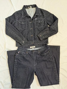Vintage Enyce Matching Studded Jeans And Denim Jacket Women's Large / 34 - Picture 1 of 23