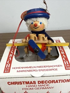 Steinbach Wood Hand Made In Germany Flight Attendant Airplane Ornament In Box - Picture 1 of 12