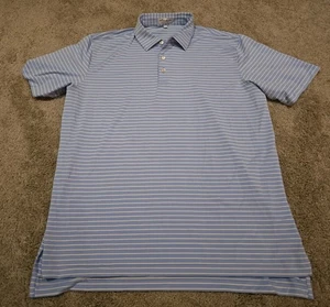 Peter Millar Polo Herren Large Sommer Komfort Golf Stretch gestreift adrett blau - Bild 1 von 4