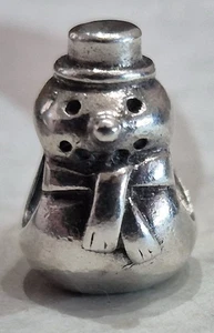 RETIRED Pandora Sterling Silver Snowman Bead Charm - Picture 1 of 5