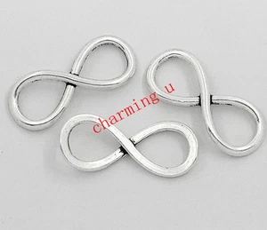 6pz ciondoli connettori INFINITO 30X12mm colore argento tibet - Foto 1 di 1