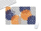NEUF tapis de bureau floral orange et bleu, tapis de jeu extra large - DMAT21