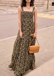 SEZANE MILLIE KLEID SCHWARZ GELBE BLÜTE BLUMEN GRÖSSE 34 US 2 - Bild 1 von 10
