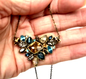 Chloe & Isabel Halskette Strass und Markasiten Blau Gold Strasssteine - Bild 1 von 5