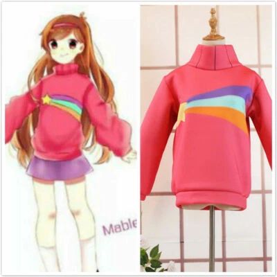 Disfraz de Gravity Falls Mabel Cosplay Rosa Sudaderas con Capucha y Foto 1 de 4