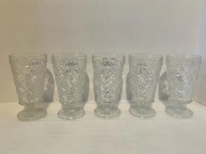 Vtg 1950s Hazel Atlas Big Top Peanut Butter Footed Ice Tea/Water Glass Set of 5 - Picture 1 of 9
