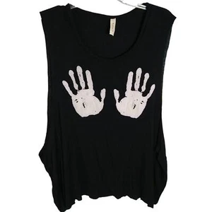 Bubble B hand print graphic muscle tee M black and white - Picture 1 of 5