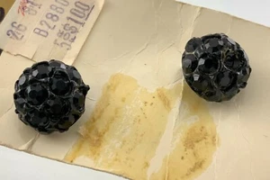 Set of 2 Vintage Zeller Crest Black Flower Buttons .4in New Old Stock 229D - Picture 1 of 6