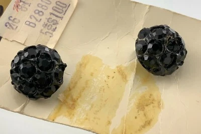 Set of 2 Vintage Zeller Crest Black Flower Buttons .4in New Old Stock 229D - Image 1 of 4