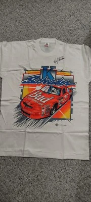 Vintage Autographed Ken Schrader #25 Budweiser 1995 Nascar T Shirt - Image 1 of 4
