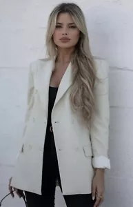 ZARA WOMAN NWT TAILORED DOUBLE BREASTED BLAZER JACKET 2297/707 ECRU WHITE XS - Picture 1 of 4