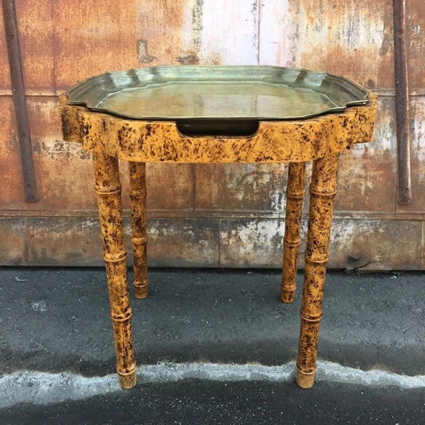 HOLLYWOOD REGENCY TORTOISE SARREID LTD SIDE END BRASS TRAY TABLE VALMAZAN SPAIN Cover