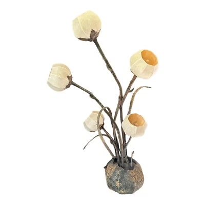 Rare 26” Rice Paper Art Deco Flower Lamp / Lantern - Image 1 of 4