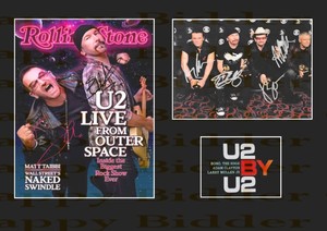 A3 Size Card Mounted Signed U2 Bono ,The Edge, Adam Clayton, Larry Mullen