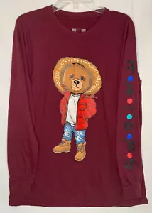 Men's OG Hustle Haters Bear Long Sleeve Burgundy T shirt Large Bailey Apparel - Picture 1 of 10