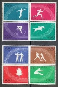 Poland 1960 MNH Mi 1166-1173 Sc 914-921 blocks of 4 Olympic Games, Rome ** - Picture 1 of 2