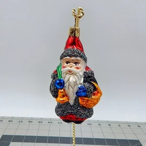 Inge Glass Old World Christmas Santa Claus Ornament Germany Basket Bell - Picture 1 of 8