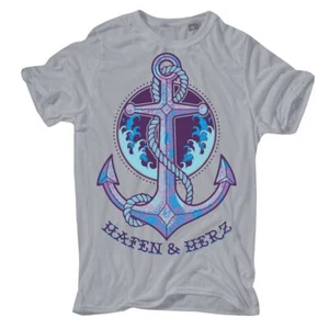 Männer T-Shirt Hafen & Herz Rockn Roll Liebe Familie Fashion Anker - Bild 1 von 4