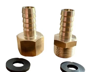 Brass Barb Hose Tail Connector, M18X1.5mm Metric to 10mm Barb, in Male Or Female - Picture 1 of 5