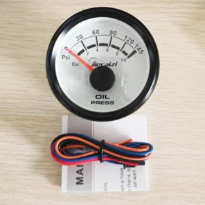 52mm White Oil Pressure Gauge 10-184ohms 12V/24V for Car Truck Marine Blue Light - Bild 1 von 6