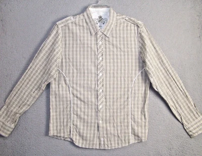 GUESS Shirt Adult Extra Large Slim Tan Brown Plaid Cowboy Western Designer Mens - Image 1 of 4