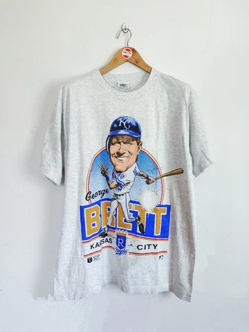 Rare Vintage George Brett 1992 Caricature t-shirts Kansas City Royals, Baseball Cover