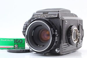 Late [Near MINT] Bronica S2 Black Film Camera Nikkor P 75mm f2.8 Lens From JAPAN