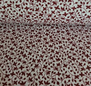 BTY X 60"W Fabric Floral Quilting Sewing Crafting Burgundy Red On White - Picture 1 of 3