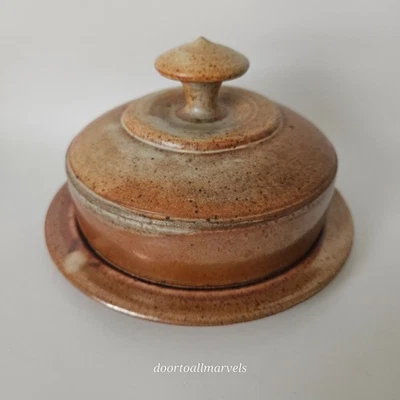Studio Pottery Rustic Terracotta Round Butter or Cheese Dish Big Hut / Mud Hut - Image 1 of 4