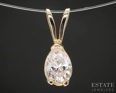 Colgante solitario de diamantes naturales de pera de oro amarillo de 14 k de 0,30 quilates para dama i19508 Foto 1 de 4
