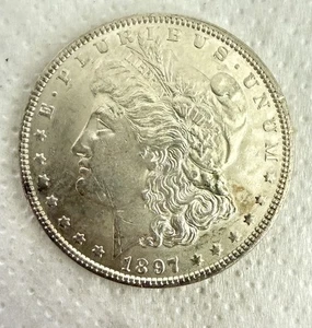 1897 P Morgan Dollar AU About Uncirculated Nice Coin Silver - Picture 1 of 2