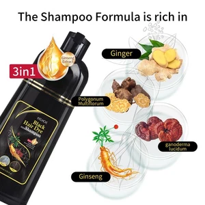 100ML Black/Brown 3 in 1 Hair Dye Shampoo Instant + 100% Gray Hair Coverage - Picture 1 of 14