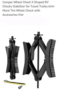 Camper X Shaped Wheel Chock Stabilizer, Anti-Move with Accessories - Picture 1 of 7