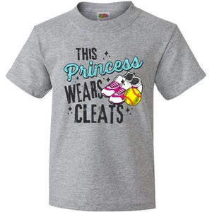Inktastic This Princess Wears Cleats With Softball And Cleats Youth T-Shirt I - Picture 1 of 4