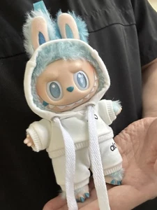 (NO DOLL) Hoodie & Shorts Set For Gen 1,2,3 LABUBU Plush White Clothes Set - Picture 1 of 4