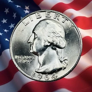 1964 D United States Washington Silver Quarter - BU - Combined Ship - Picture 1 of 2