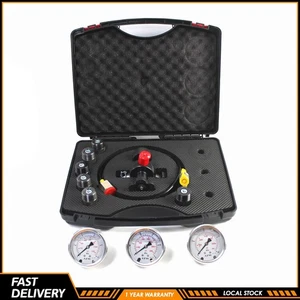 Hydraulic Gauge Test Kit with 3 Gauges, 7 Couplings and 1 Gas Hose - Picture 1 of 10